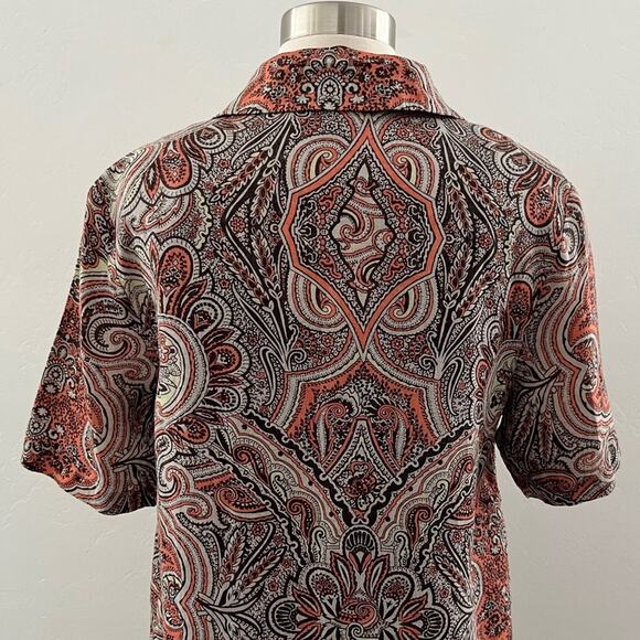 Flax Sleeveless Dress Button Up Top 2 Piece Set Linen Quiet Luxury Paisley Small - Picture 12 of 13